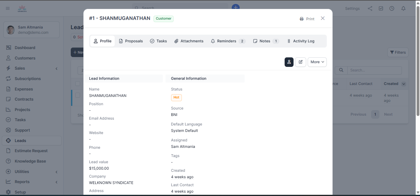 Perfex CRM Custom Modules Development