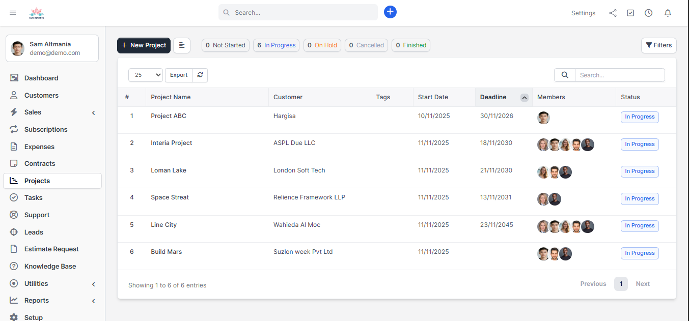 Perfex CRM Project Management Modules